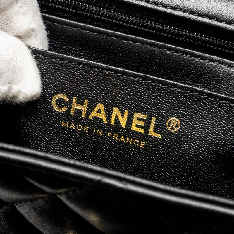 Chanel Top handle mini rectangular flap bag with lion charm lambskin black LGHW (microchip)