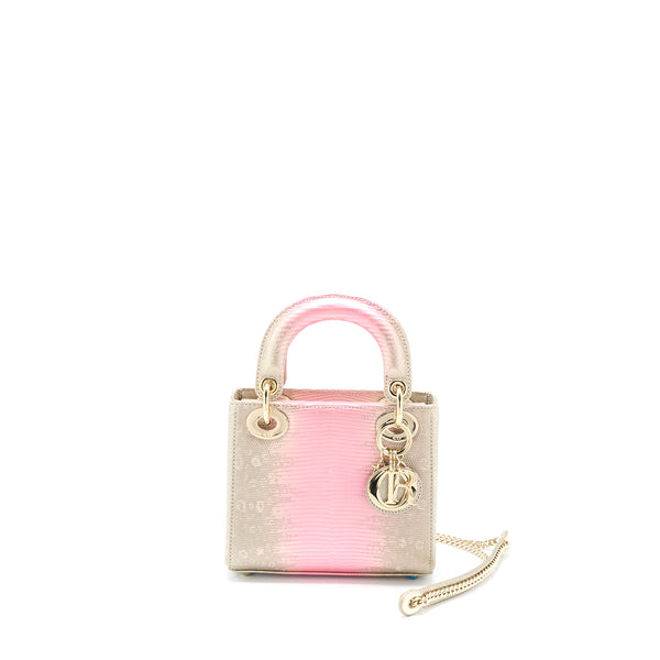 Dior Mini Lady Dior Lizard Pink Multicolour LGHW