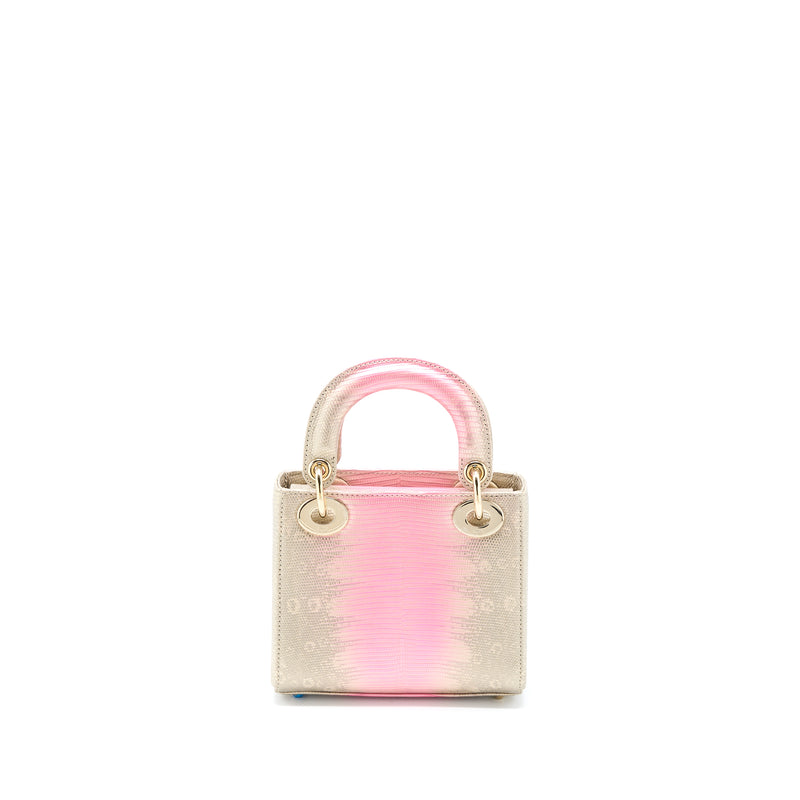 Dior Mini Lady Dior Lizard Pink Multicolour LGHW