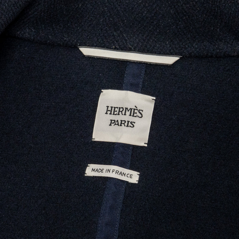 Hermes Size 34 Cocon Double Face Manteau Coat Wool Bleu/Black