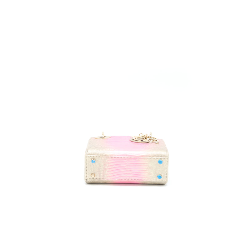 Dior Mini Lady Dior Lizard Pink Multicolour LGHW