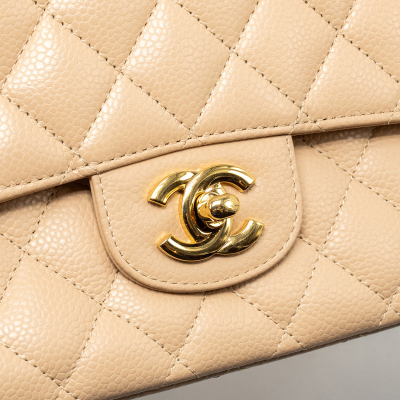Chanel Medium Classic Double Flap Bag Caviar Beige GHW