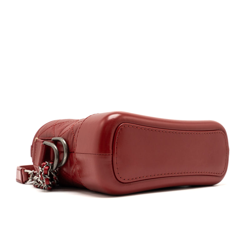 Chanel Small Gabrielle Hobo Bag with Handle Calfskin Red Multicolour Hardware