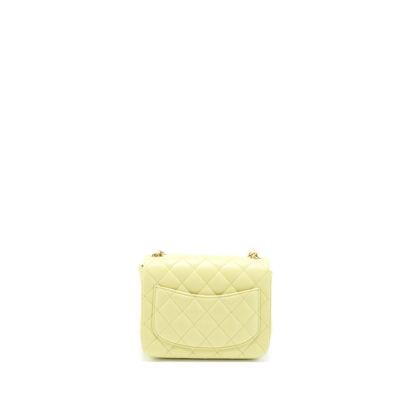 Chanel 23C Mini Square Flap Bag Lambskin Light Green LGHW (Microchip)