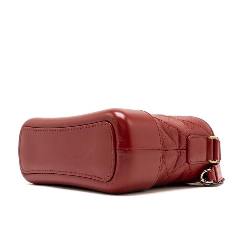 Chanel Small Gabrielle Hobo Bag with Handle Calfskin Red Multicolour Hardware