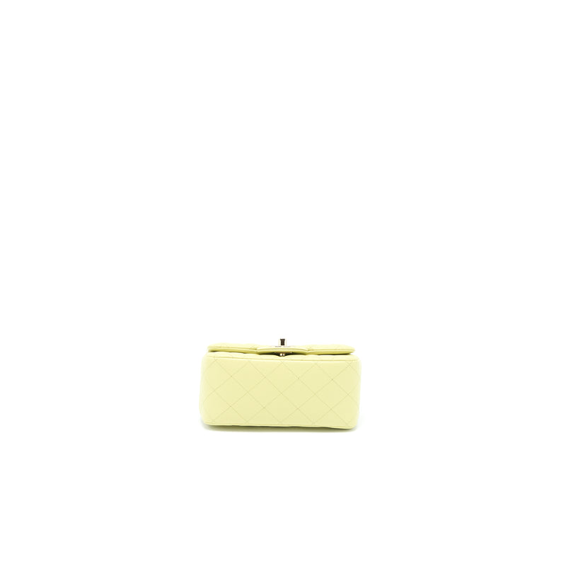 Chanel 23C Mini Square Flap Bag Lambskin Light Green LGHW (Microchip)