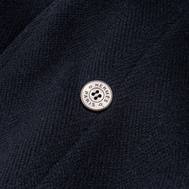 Hermes Size 34 Cocon Double Face Manteau Coat Wool Bleu/Black
