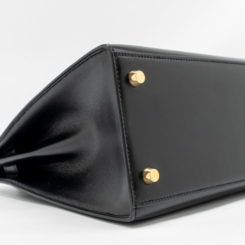 Hermes Kelly 32 Box Black GHW Stamp Square B