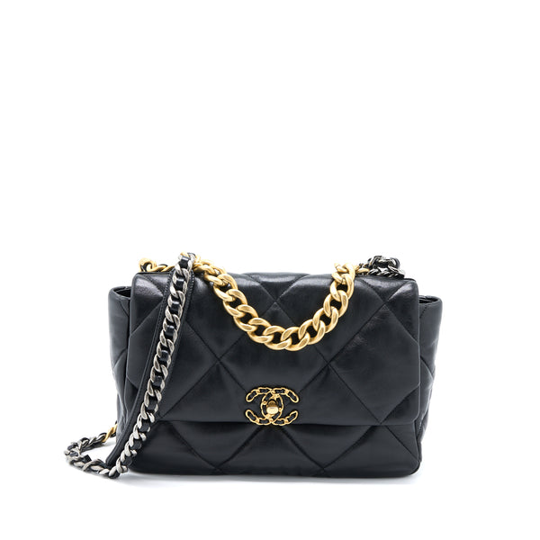 Chanel Medium 19 Bag Lambskin Black Multicolour Hardware