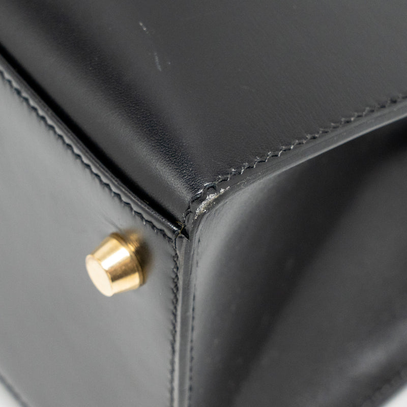 Hermes Kelly 32 Box Black GHW Stamp Square B