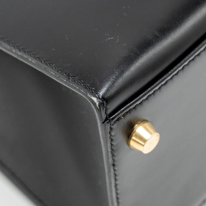 Hermes Kelly 32 Box Black GHW Stamp Square B