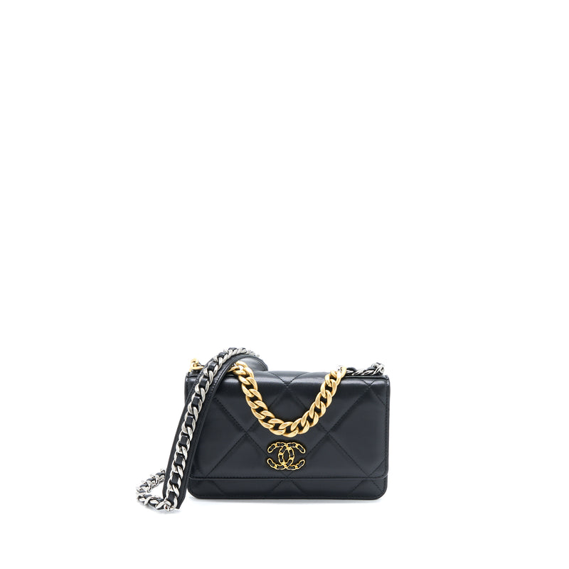 Chanel 19 Wallet on Chain Lambskin Black Multicolour Hardware