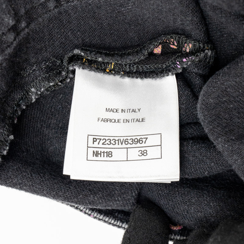 Chanel size 38 22P Letter logo print straight jeans black/Multicolour