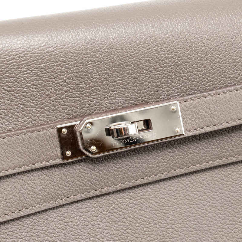 Hermes Pochette Kelly Depeches 25 Evercolor gris Etain SHW stamp Z