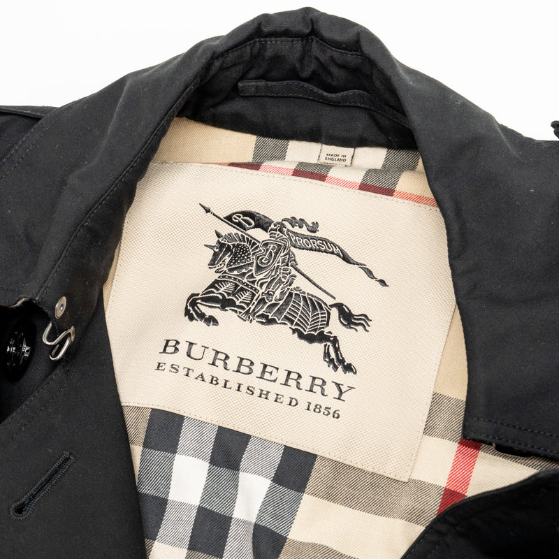 Burberry Size 34 Mid-length Kensington Heritage Trench Coat Ployester/Cotton Black