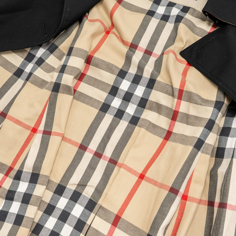 Burberry Size 34 Mid-length Kensington Heritage Trench Coat Ployester/Cotton Black