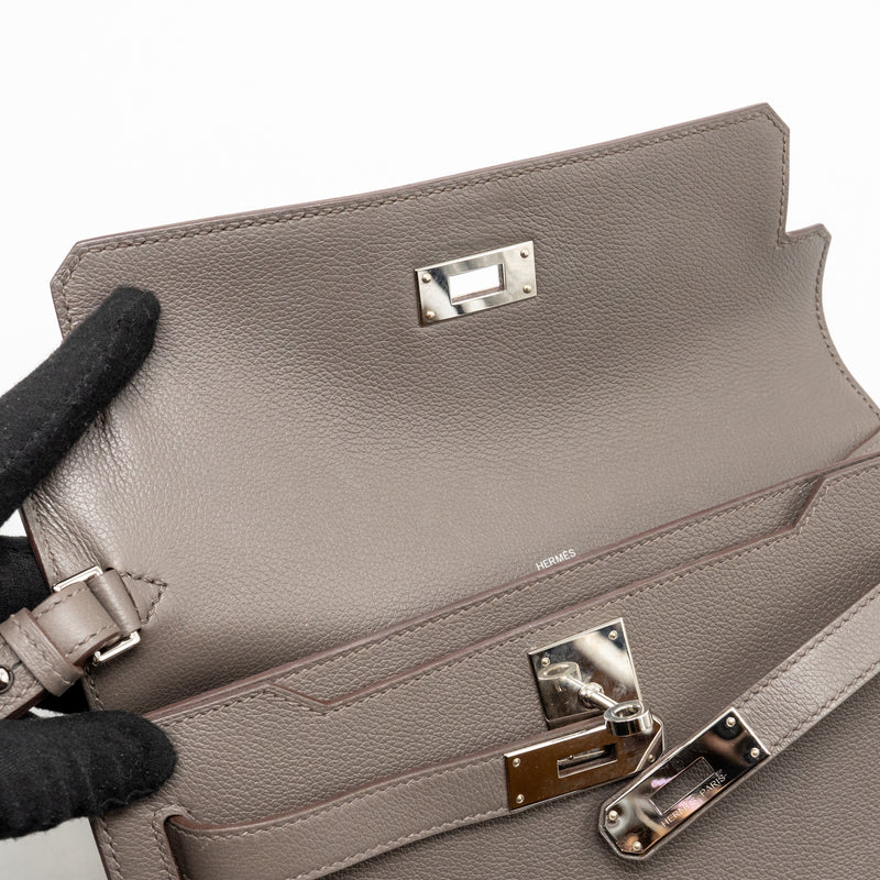 Hermes Pochette Kelly Depeches 25 Evercolor gris Etain SHW stamp Z