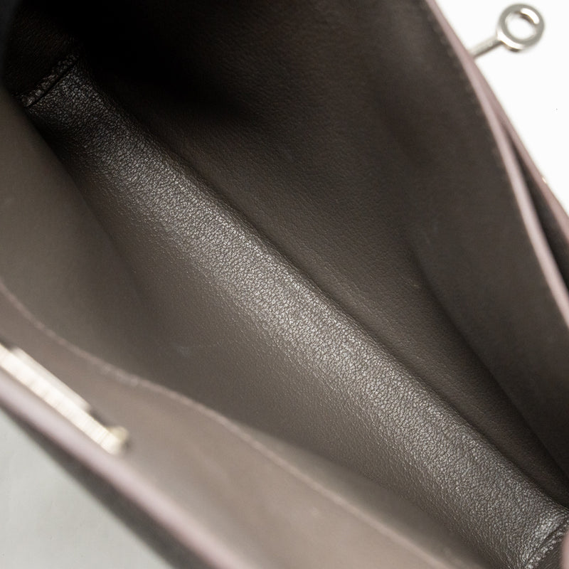Hermes Pochette Kelly Depeches 25 Evercolor gris Etain SHW stamp Z