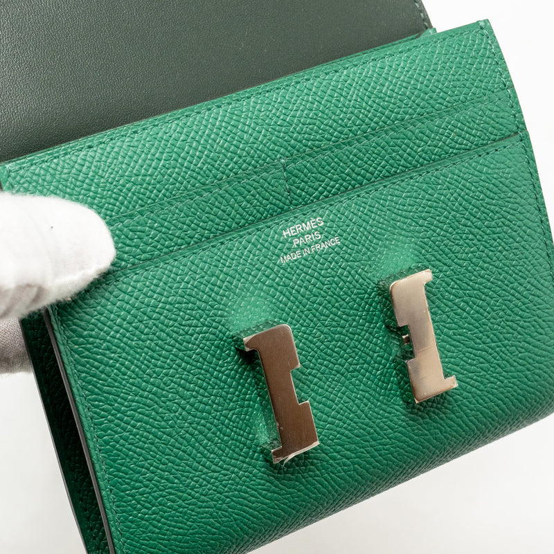 Hermes Constance compact wallet epsom green SHW stamp A