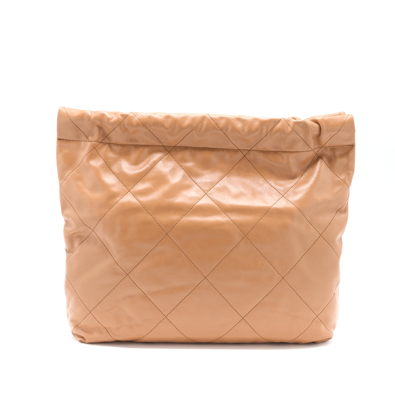 Chanel Medium 22 Bag Shiny Calfskin Caramel GHW (Microchip)