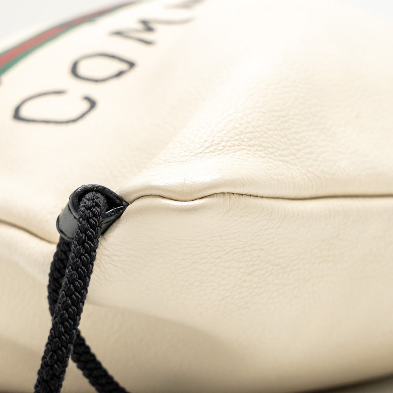 Gucci drawstring backpack calfskin white / black