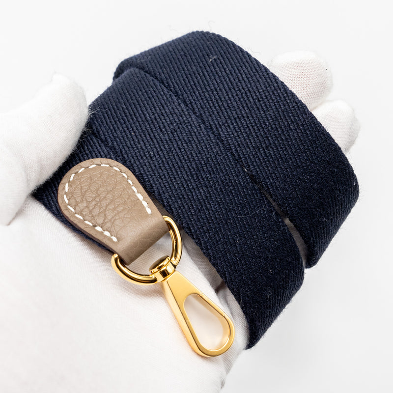 Hermes mini evelyne clemence etoupe / Blue Indigo GHW Stamp u