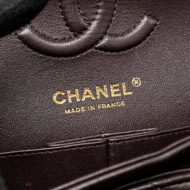Chanel Small Classic Double Flap Bag Lambskin Dark Brown LGHW (Microchip)