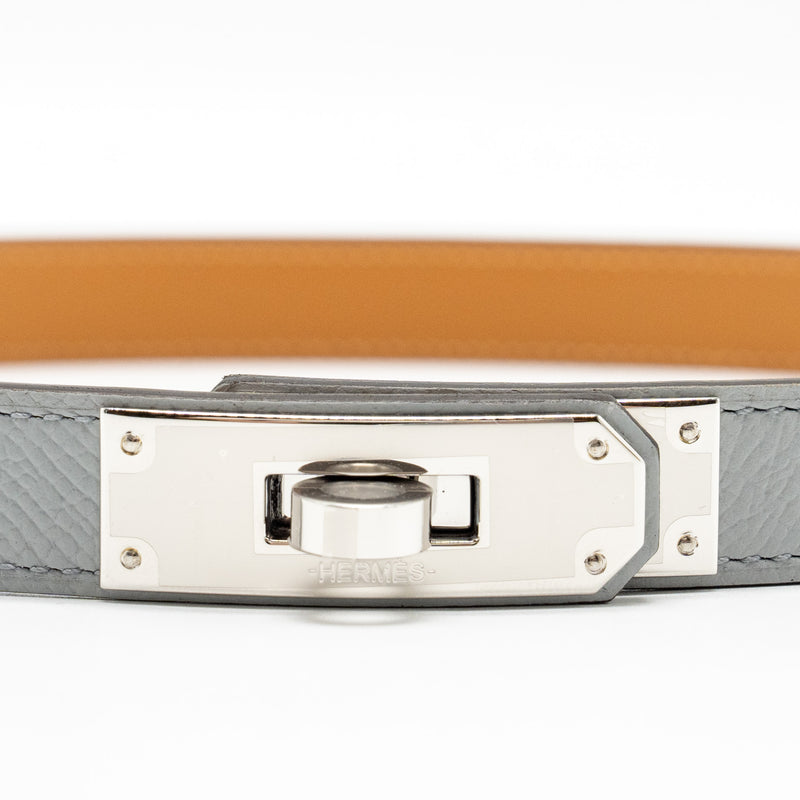 HERMES Kelly 18 Belt Epsom 8U Blue Glacier SHW Stamp B