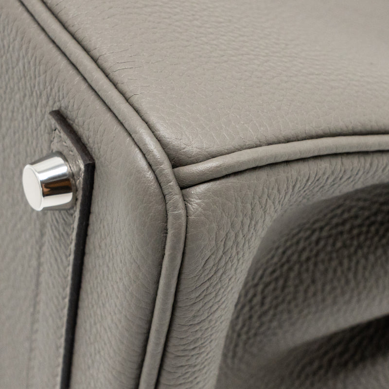 Hermes Birkin 25 togo gris Meyer SHW stamp U