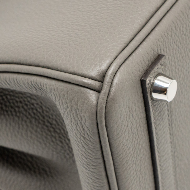 Hermes Birkin 25 togo gris Meyer SHW stamp U