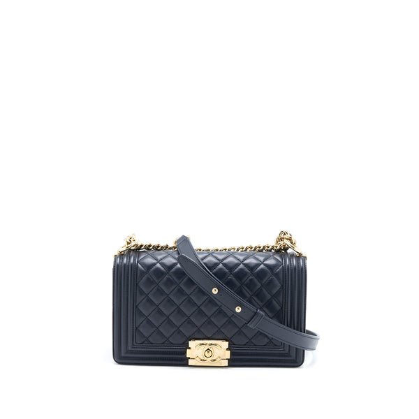 Chanel Medium Boy Bag Calfskin Navy LGHW