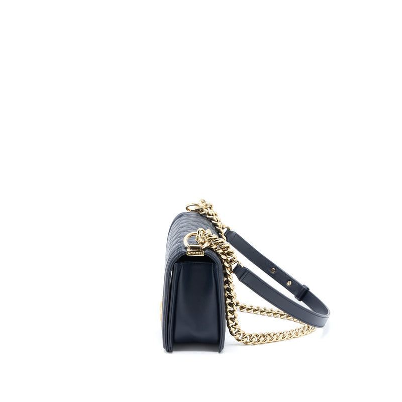 Chanel Medium Boy Bag Calfskin Navy LGHW