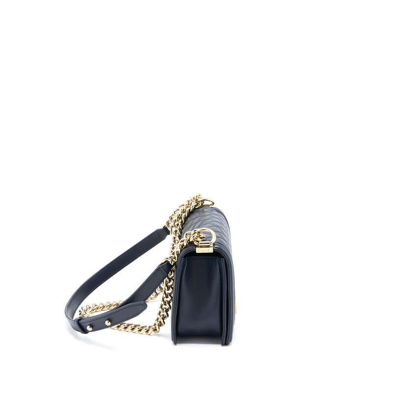 Chanel Medium Boy Bag Calfskin Navy LGHW