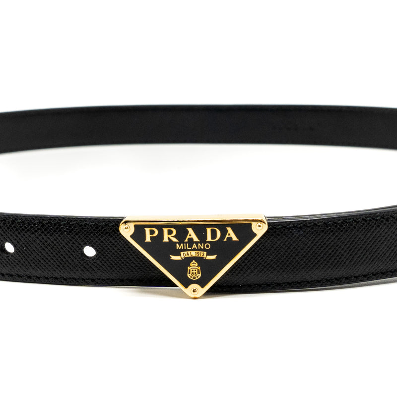Prada Size 80 Belt Saffiano Calfskin Black GHW