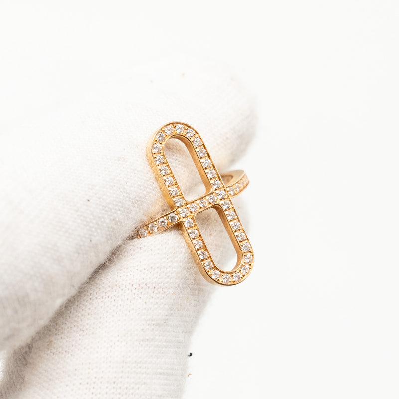 Hermes size 51 ever Chaine D’ancre ring rose gold with diamonds