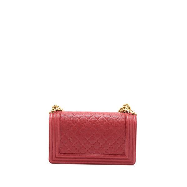 Chanel Medium Boy Bag Grained Calfskin Red Brushed GHW