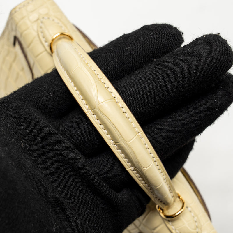 Hermes Mini Kelly II Alligator MIssissippiensis Matt Y1 Vanille GHW Stamp W