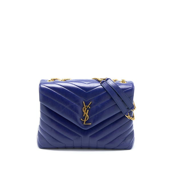 Saint Laurent/YSL Medium Loulou Shoulder Bag Calfskin Blue GHW