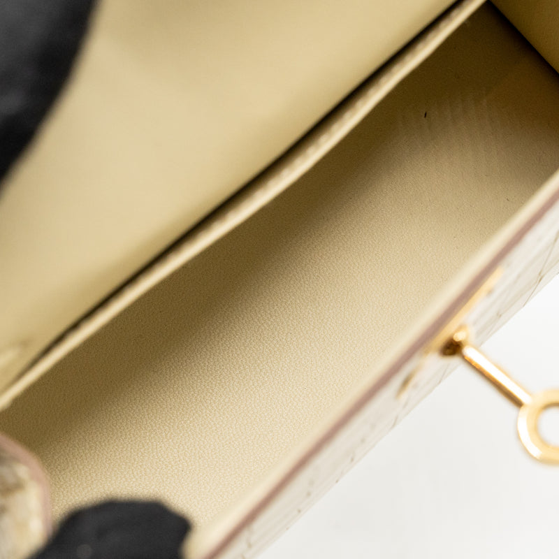 Hermes Mini Kelly II Alligator MIssissippiensis Matt Y1 Vanille GHW Stamp W