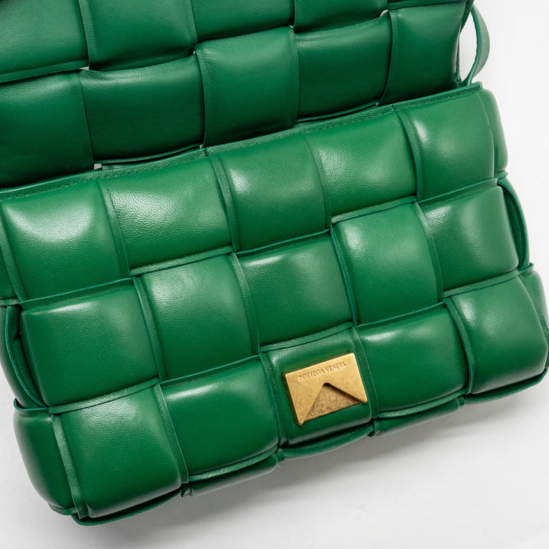 Bottega Veneta Padded Cassette Intreccio Nappa Lambskin Green GHW