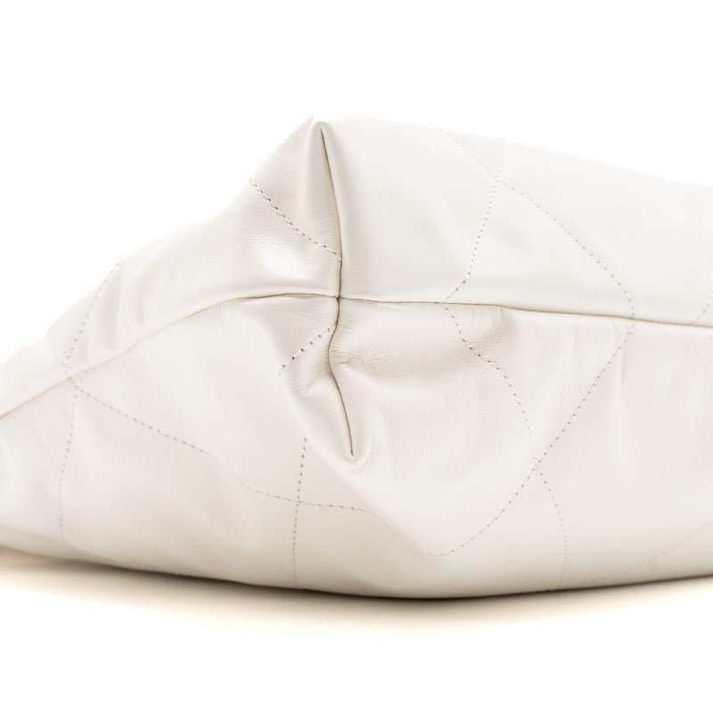 Chanel medium 22 bag calfskin white GHW (microchip)