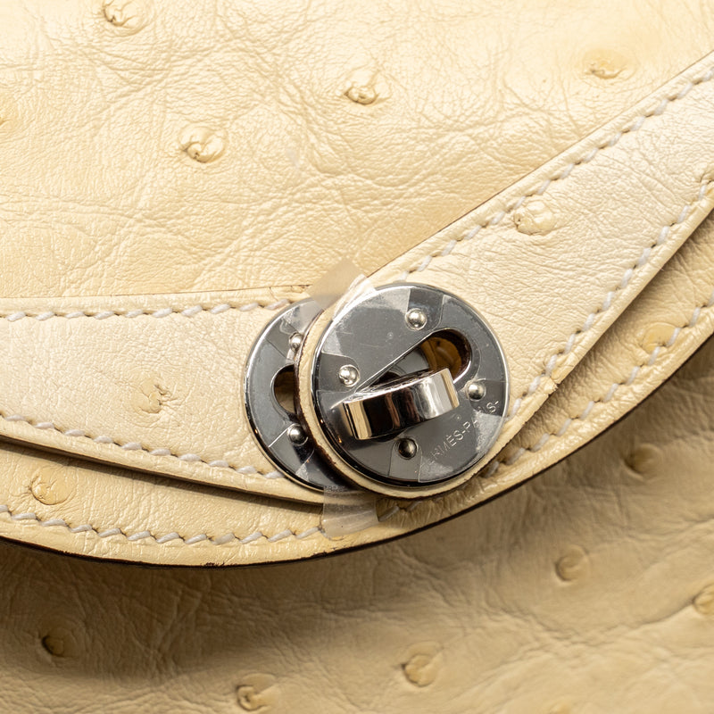Hermes Mini Lindy Ostrich Nata SHW Stamp Z