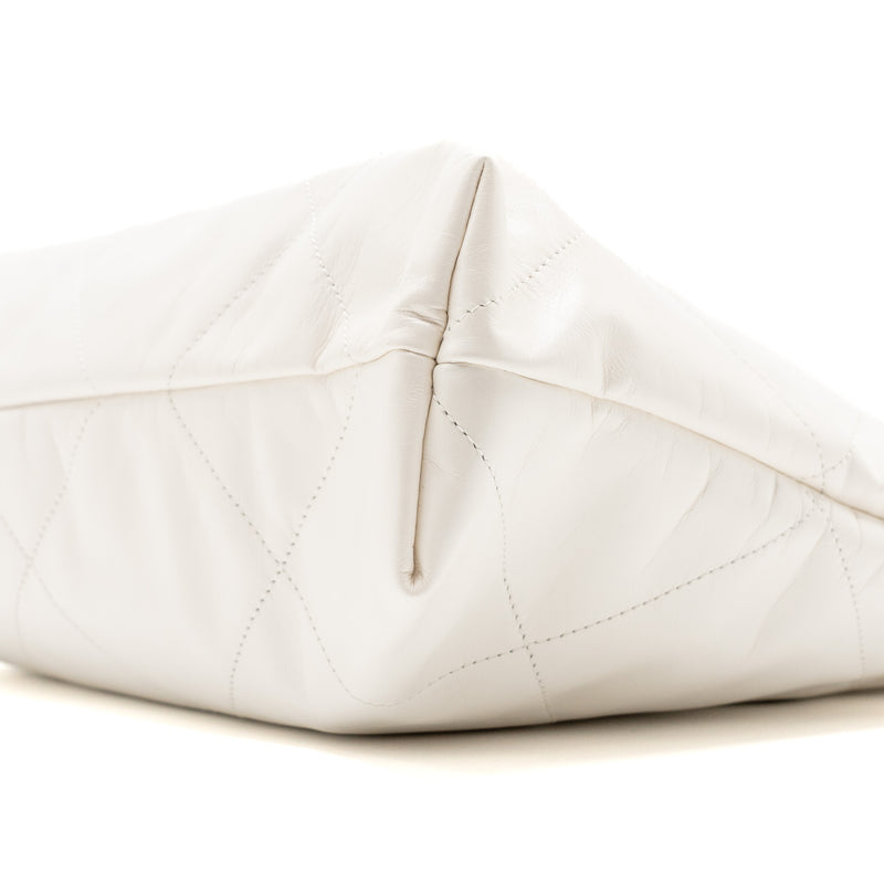 Chanel medium 22 bag calfskin white GHW (microchip)