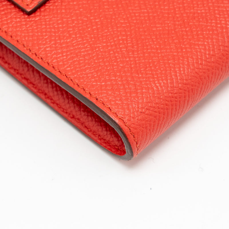 Hermes Kelly Long Wallet Epsom Rouge Tomate GHW Stamp X
