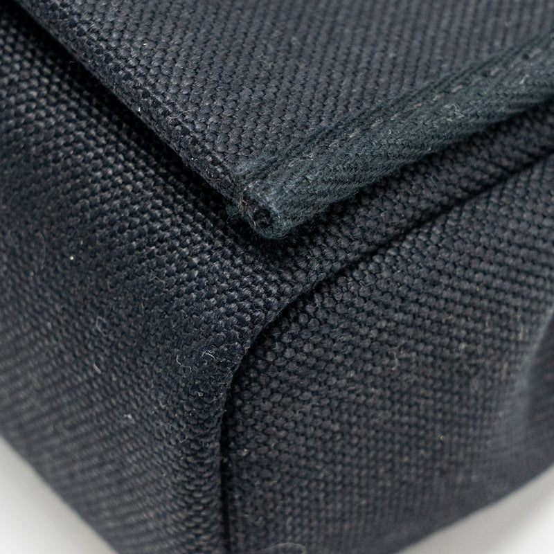 Hermes Herbag Mini Canvas/Hunter Leather Black GHW Stamp K