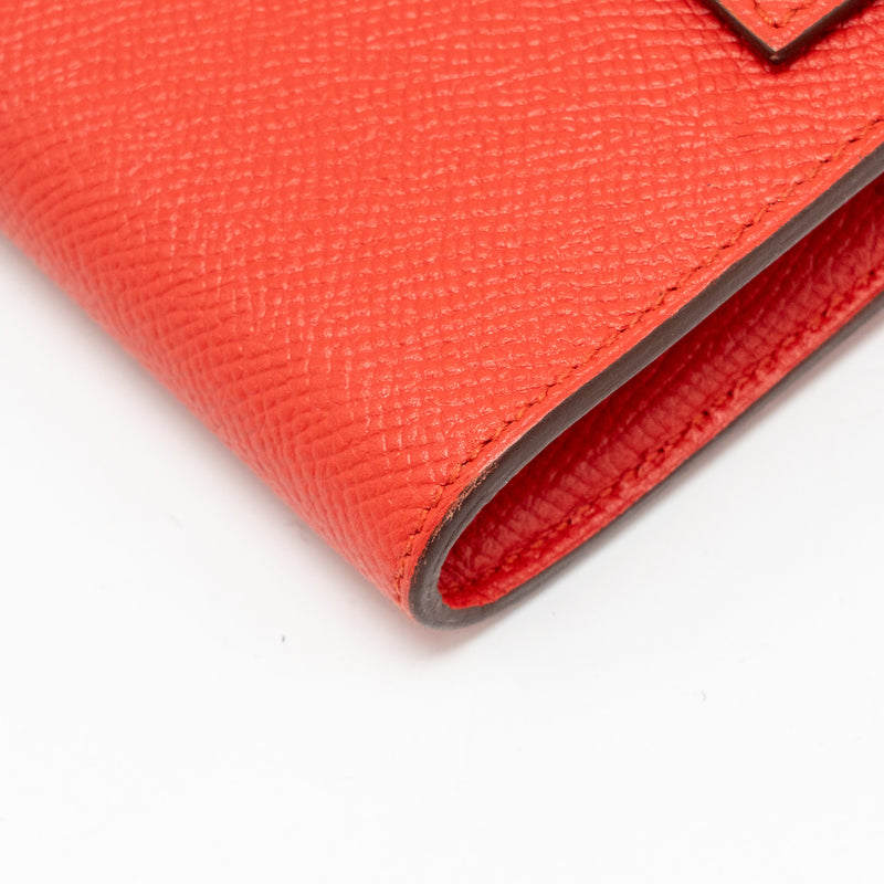Hermes Kelly Long Wallet Epsom Rouge Tomate GHW Stamp X