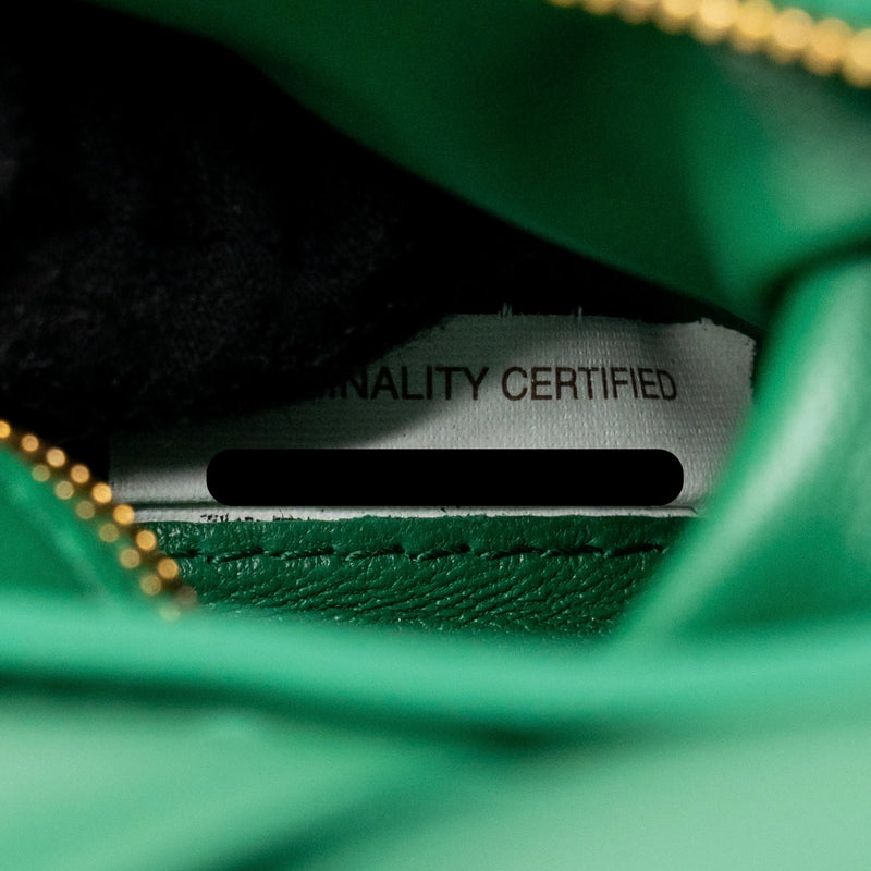 Bottega Veneta Padded Cassette Intreccio Nappa Lambskin Green GHW