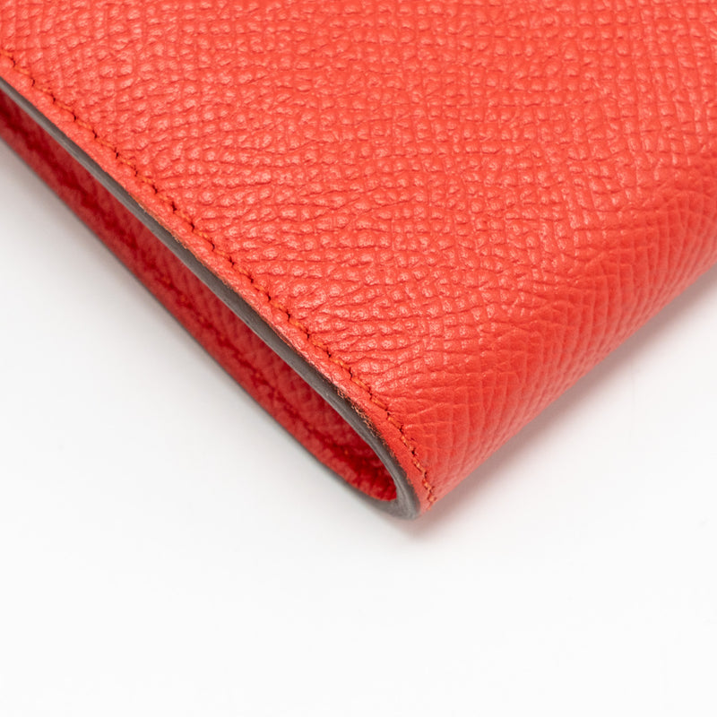 Hermes Kelly Long Wallet Epsom Rouge Tomate GHW Stamp X