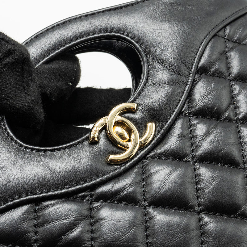 Chanel 23A mini 31 bag calfskin black LGHW (microchip)