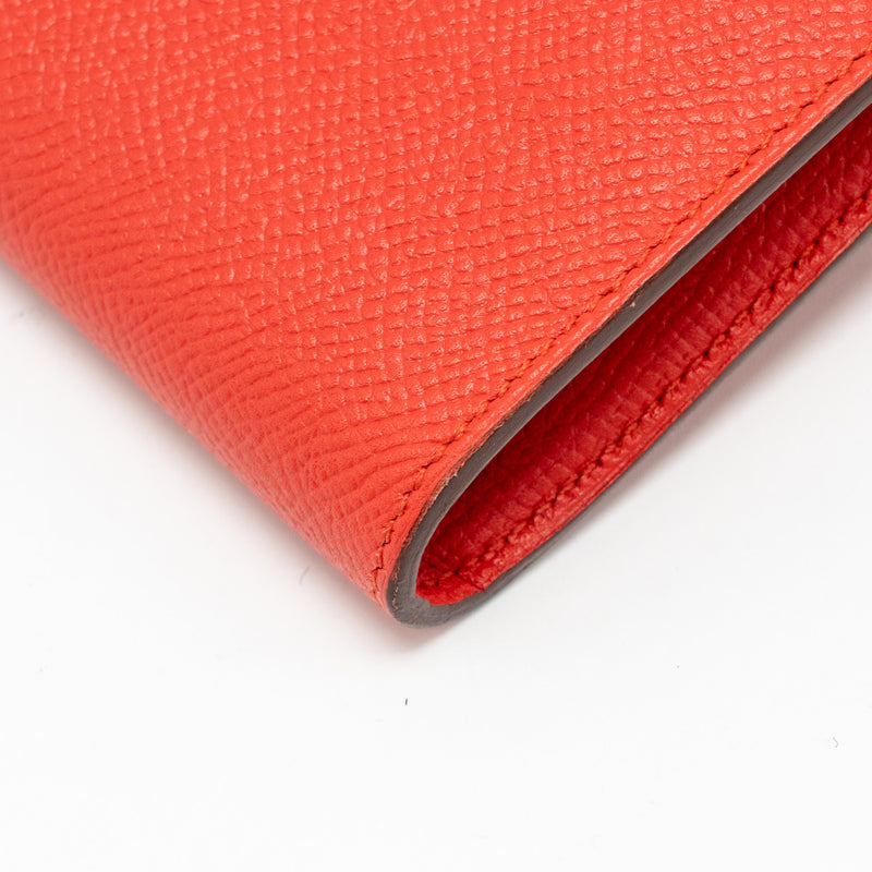 Hermes Kelly Long Wallet Epsom Rouge Tomate GHW Stamp X